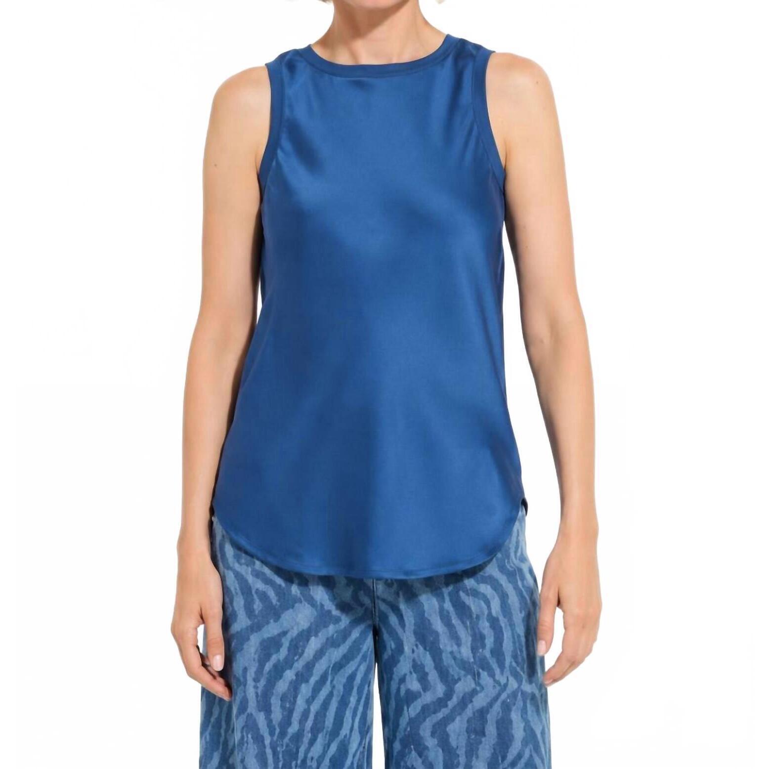 New Lysse Akemi Mix Media Tank Top In Palermo Blue